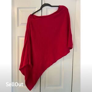 Caroline Grace Women's Pink Asymmetric Knit Poncho Cape One Size